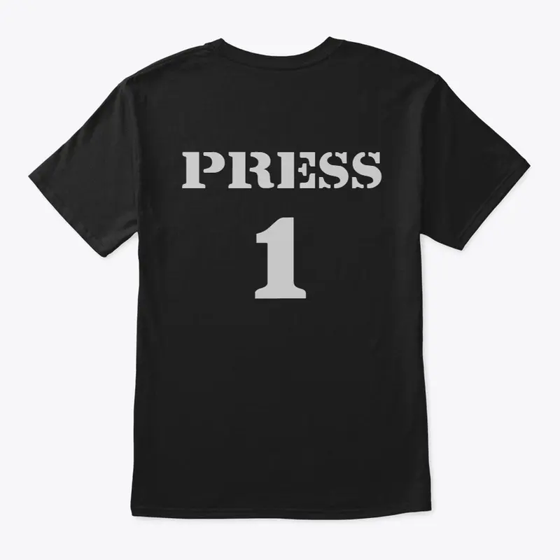 PRESS 1 T SHIRT ON BLACK